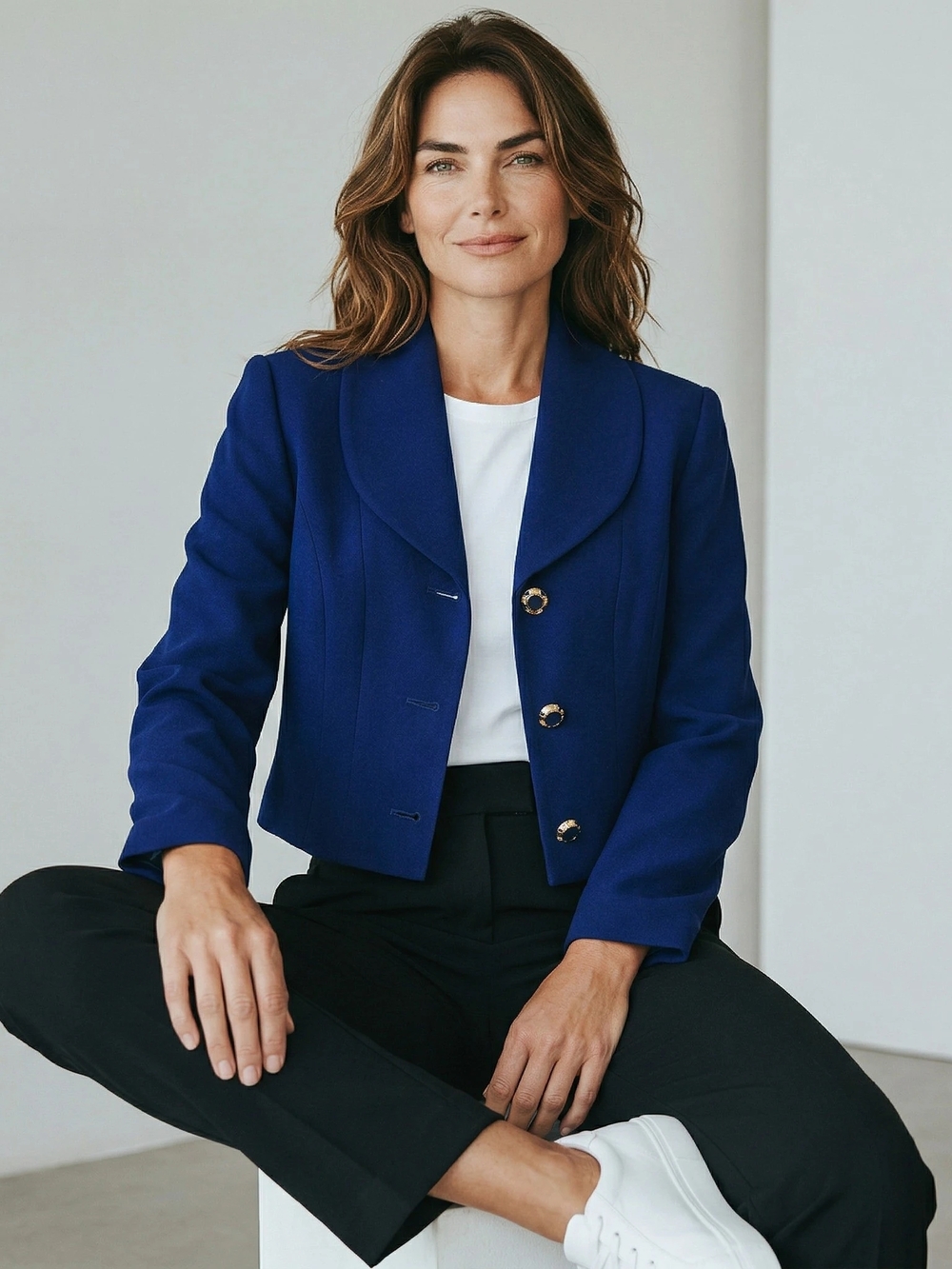 Alberto Makali Cobalt Blue Cropped Blazer